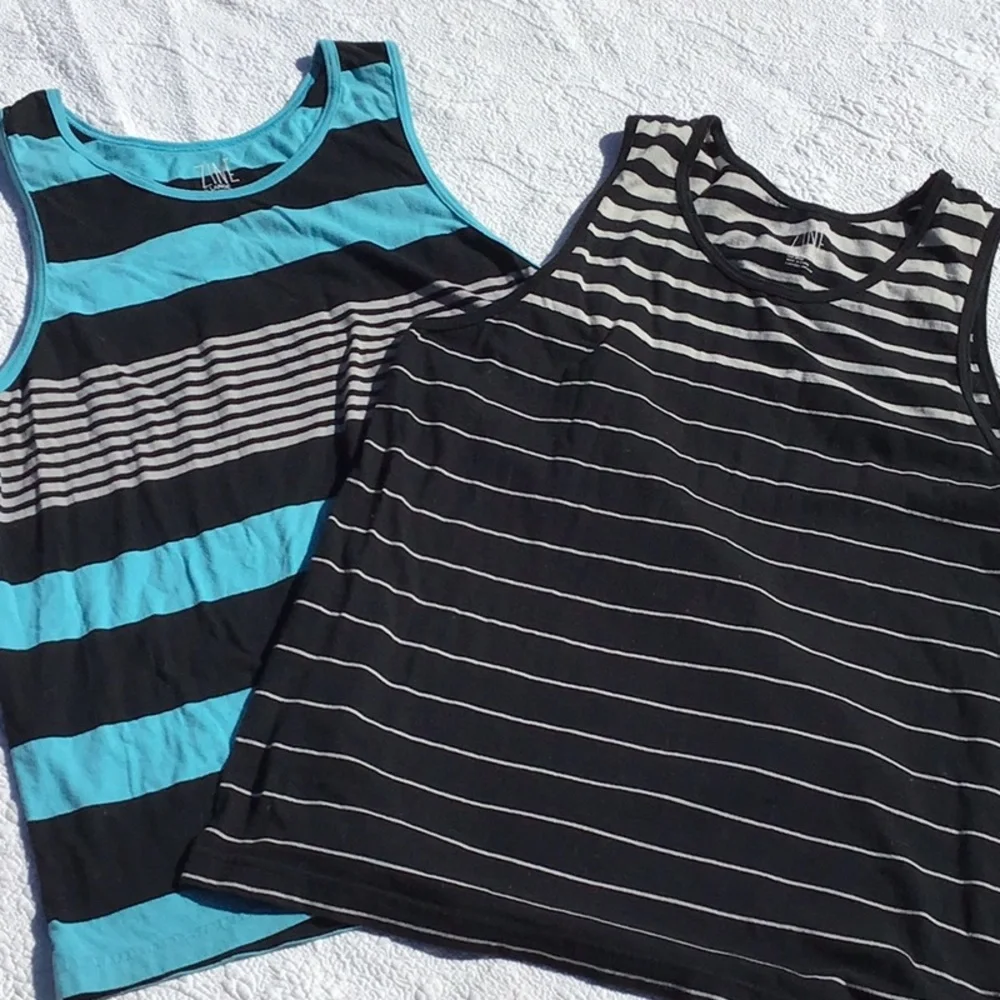 Zumiez Striped Men’s Tank Tops - Blue and Black 2 Pieces Bundle - Picture 2 of 8